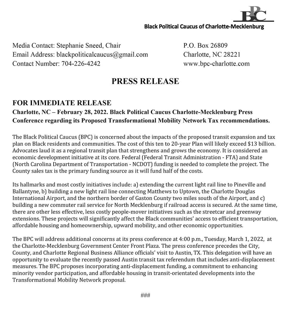 PressRelease Black Political